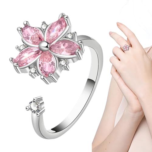 antiestrés: Elegante Banda giratoria Floral, calmante Ligero, Herramienta discreta para controlar el estrés | Experiencia táctil Relajante para la práctica de la meditación Mujeres en la