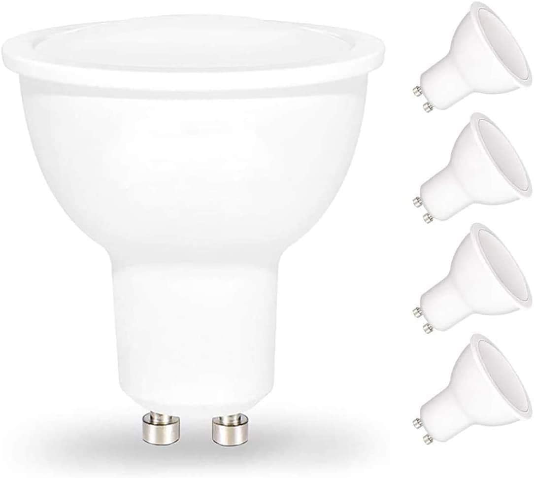 MODOAO GU10 Led Bulbs LED COB Flood Bulb5.5 Watt 110V Track Lighting Dimmable 120° Beam Spread 4 Packs (Daylight White)