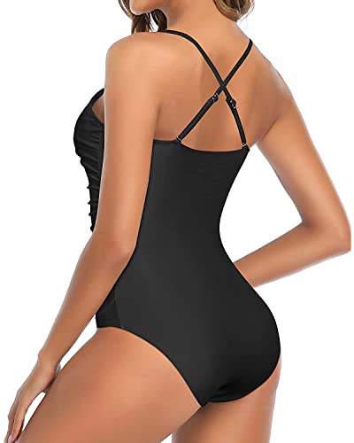 Holipick Women High Neck One Piece Swimsuit Tummy Control Bathing Suit For Teen Girls Criss Cross Swimwear Black #TOP3