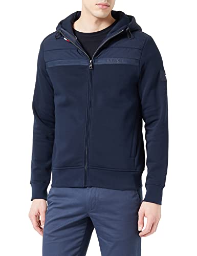 Tommy Hilfiger Herren Hoodie mit Reißverschluss Mix Media Zipper, Blau...