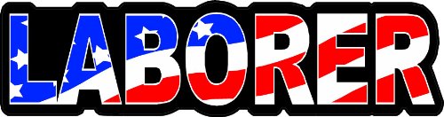 3 - Laborer US Flag Hard Hat Helmet Stickers 1” x 2” H146