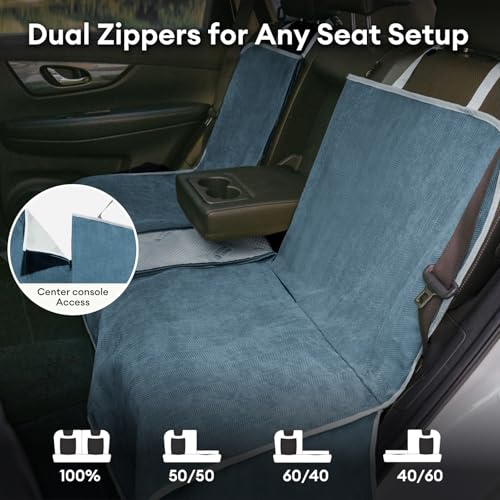 FUNNY FUZZY Dog Car Seat Cover for Back Seat, Back Seat Pet Cover for Dogs Waterproof, Scratchproof Dog Backseat Cover, Non-Slip Bench Car Seat Protector, Universal Fit Most Cars, SUVs, Trucks, Blue by FUNNY FUZZY - Used condition - Image 5