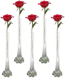 Kit 5 Solitários de Vidro Transparente para Flor – Vaso Decorativo Elegante para Mesa