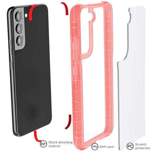 Image of Ghostek COVERT Clear S22 Plus Case for Women with Pink Protective Bumper Grip Sides Wireless Charging Compatible Premium Shockproof Phone Covers Designed for 2022 Samsung Galaxy S22+ 5G (6.6in) (Pink)