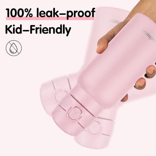 Image of GOPPUS 17oz Insulated Water Bottle with Leak-Proof Flip Lid & Carry Handle,Double-Wall Stainless Steel Bottle for School,Outdoor,and the Gym（Pink）