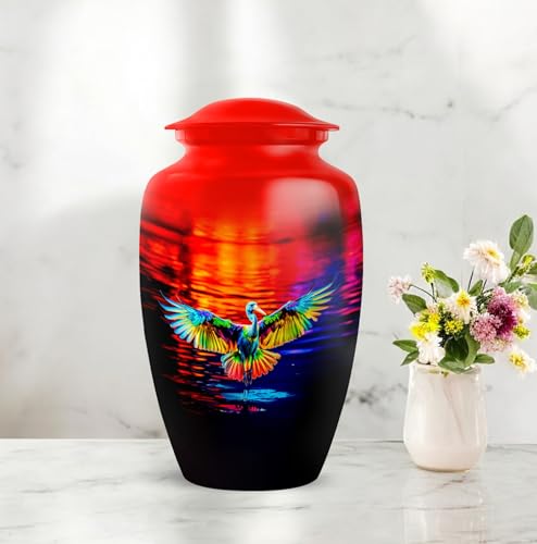 Image of Personalized Egret - Large Cremation Urns For Men - Memorial Urn For Mom & Dad - Funeral Urn For Ashes Adult Male - 10 Inch - Large With Velvet Bag - Burial Urns For Human Ashes Adult Female