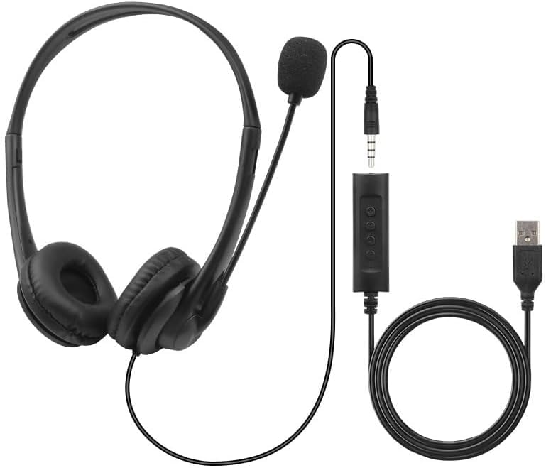 Fone de ouvido com fio, cancelamento de ruído, porta de 3,5 mm ou controle em linha com
