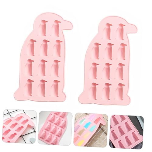 Moldes de Hielo de Silicona con Forma de Pingüino Rosados miniatura 3
