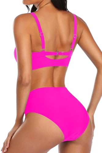 Image of Tempt Me High Waisted Tie Front Bikini Set Two Piece Tummy Control Swimsuit