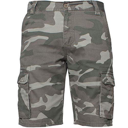 KZS116 Enzo Jeans Mens Cargo Camo Shorts Summer Army Combat Camouflage Chino Half Pants Khaki 34
