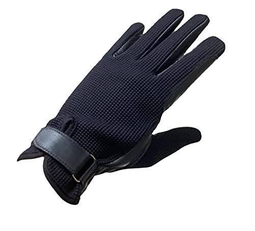 Ladies Horse Riding Women's Gloves Equestrian Real Leather & Cotton Premium Quality In Black (Medium) #TOP2