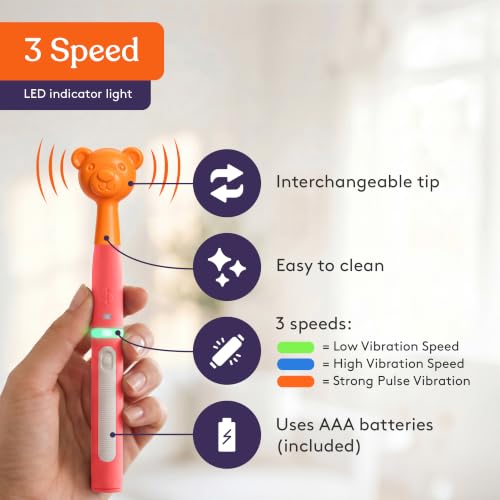Image of Special Supplies Buzz Buddy Oral Motor Stimulation kit with 6 Soft Textured Interchangeable Heads, Calm Sensory Needs, Support Speech, and Stimulate Self Feeding, Gentle Vibrations (Pink)