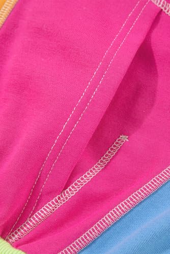 Image of KevaMolly Womens Long Sleeve Tops Colorblock Patchwork Exposed Stitching Oversize Top Round Neck Casual Pullover