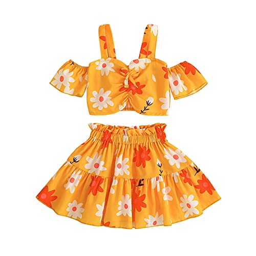 Toddler Girls Sleeveless Floral Prints Casual Tops Beach Sundress Party Skirt Outfits Giraffe Items
