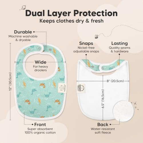 Image of KeaBabies 8-Pack Organic Baby Bibs for Drooling and Teething (Mesozoic) | Soft Cotton Bibs for Baby Girl, Boy, Extra Absorbent, Easy to Clean & Put On, Toddler, Newborn, Infant 0-24 Months