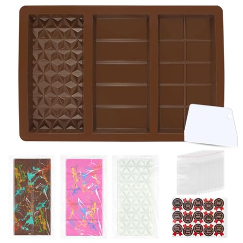 GIcGIeo Chocolate Bar Molds Silicone Non Stick,0.8inch Deep Dubai Large Shapes Chocolate Stuffed Bar...