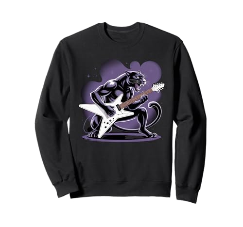 Kids Black Panther Playing Guitar Rock Star Rock and Roll Sweatshirt