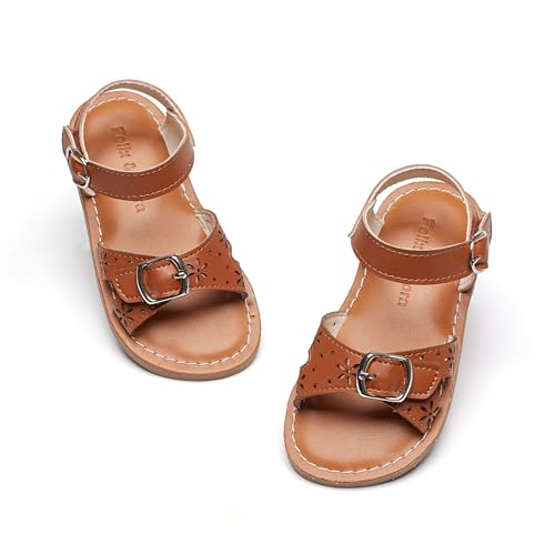 Image of Felix & Flora Toddler Girl Sandals - Flower Girl Dress Shoes Open Toe Little Kid Flats