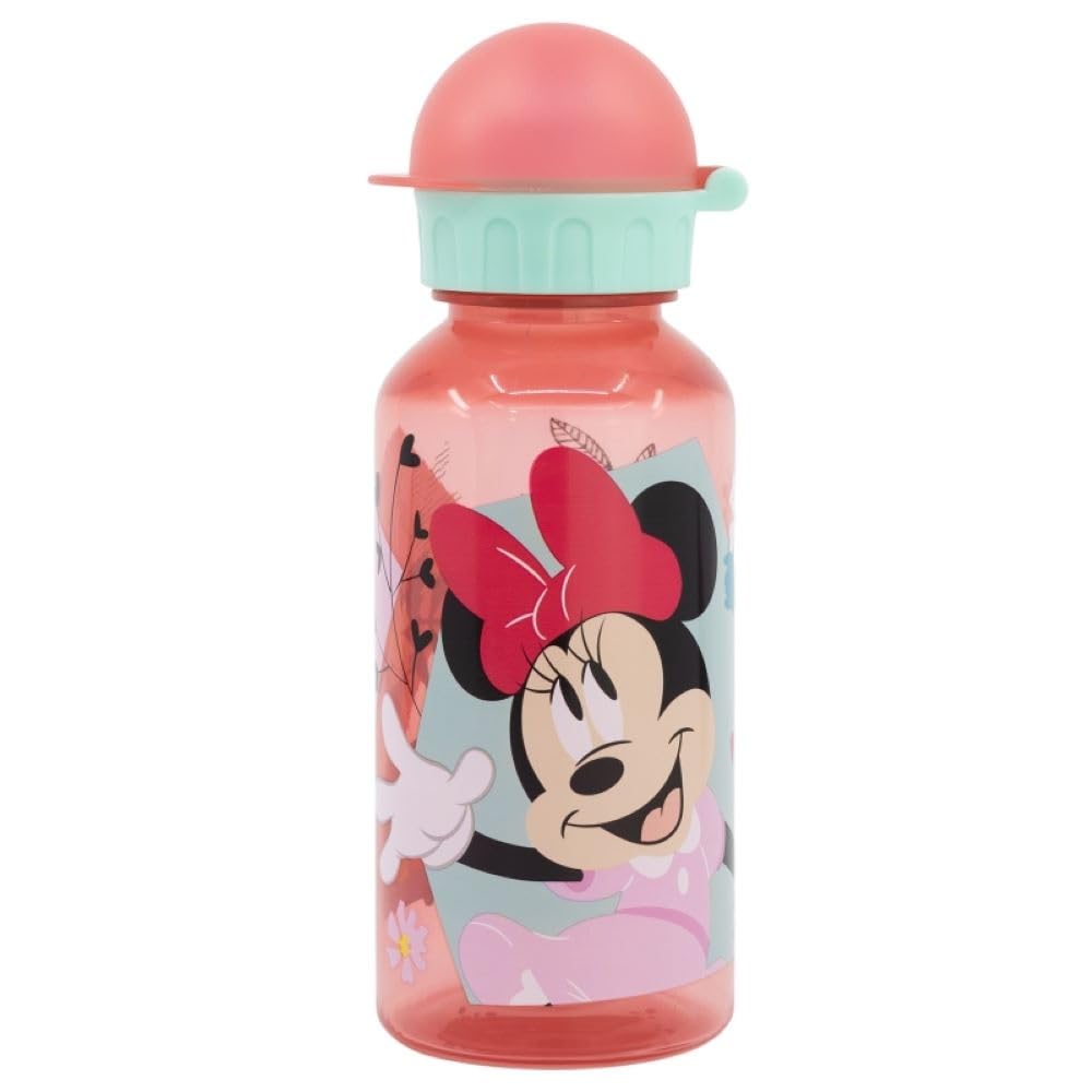 Om Supplies Minnie Characters Childrens Reusable Drinking Bottle 370Ml - Holiday, Back To School Lunch Kids Bpa Free Plastic (Minnie)