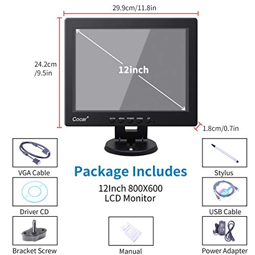 Touchscreen Monitor, 12 Inch LCD Touch Screen Monitor Pos Systems for Restaurants Bar Point of Sale Cashier Coffee Store PC Touchscreen Display VGA USB - Thumbnail 7