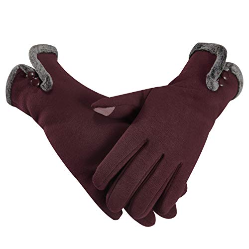 Opard Touchscreen Handschuhe Damen Winter Dicke Warme Handschuhe Kaschmir Drinnen Draußen Radfahrenhandschuhe, Motorradfahrenhandschuhe, Mountainbikehandschuhe (Rot) Cover