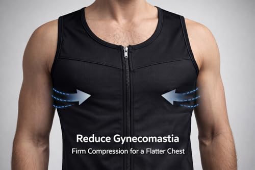 Image of Men's Compression Vest | Zipper & Hook Chest Shapewear | Premium Nylon-Spandex Apparel Fabric
