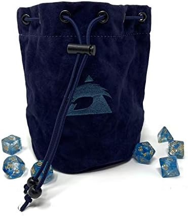 Dundra Multipocket Dice Bag - DND Velvet Pouch - Large Dice Bags for D&D with Pockets - Soft Case for RPG Dice Storage - Drawstring Pouches for Role Playing Games Dice Set - Polyhedral Dice Bag (Navy)