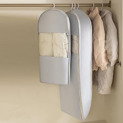 Suit Garment Bags – Zippered Clear Clothes Storage Bag | Waterproof Dress Coat Protector, Foldable Space Saver Cover for Closet, Travel, Hotel, Dorm, Bedroom, Office, Moving Organization2