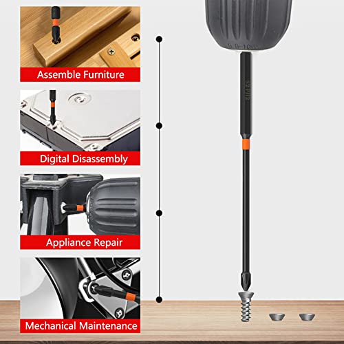 Seonfook 6Pcs Ph2 Phillips Cross Slot Screwdriver Bits Set S2 Steel Magnetic Tip 1/4 Inch Hex Shank Ph2 Phillips Screw Head For Power Screwdriver Drill Impact Driver Tool Accessory, 25-150Mm Length #TOP6