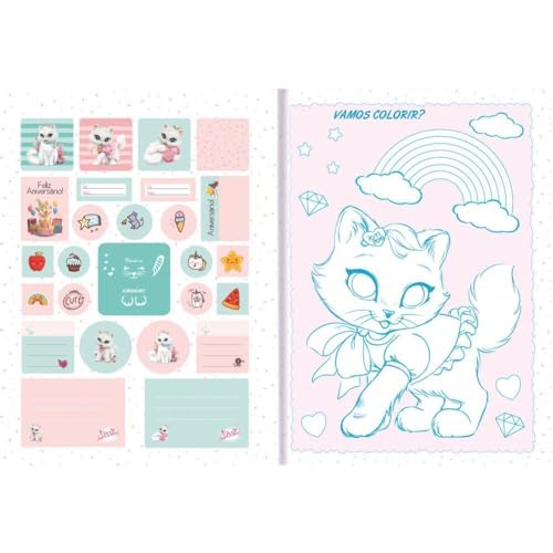 Kit de Cadernos Brochurão, São Domingos, Capa Dura, Sissi, Sem Pauta, 80 Folhas, Pacote com 5, Sorti