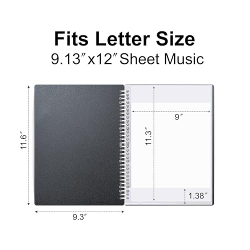 Classeur de musique noir à 30 trous format lettre avec surface antireflet - 2