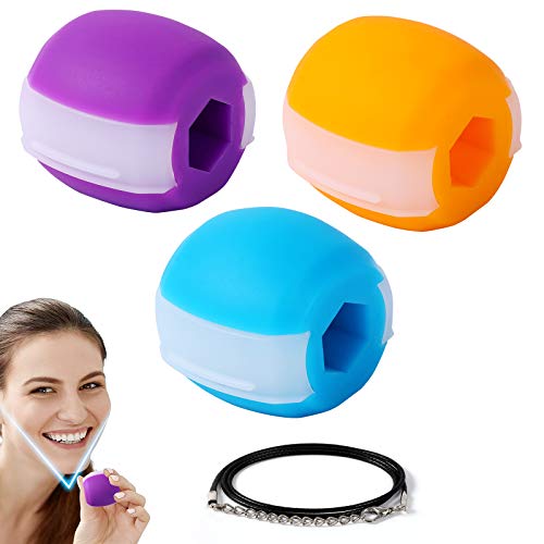 LXZH 3PCS Ejercitador De Mandíbula Chew Jawline Ejercitador Jawline Fitness Ball Tónico Facial Ejercitador De Doble Mentón Y Equipo De Tonificación De Cuello para Hombres Y Mujeres,3 Colors Cover