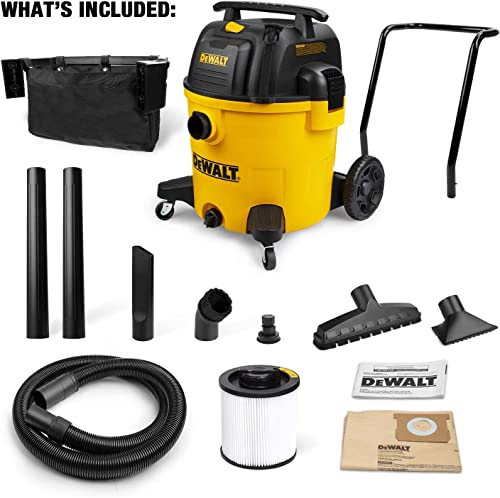 Dewalt 14 Gallon Poly Wet Dry Vacuum, 6 Peak Hp 120V/60Hz Heavy Duty Vacuums, Cart Style Wet/Dry/Blower 3 In 1 Multifunction Shop Vacuum, Built-In Drain, Dxv14P #TOP6