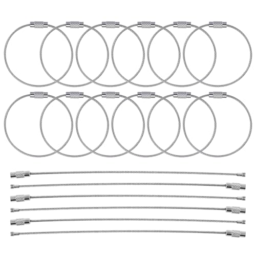 50 Piezas Argollas para Llaveros 15cm x 1.5mm Llavero Cable Llaver de Acero Inoxidable, Cable de Alambre para Etiquetas de Equipaje de Maleta Identificación