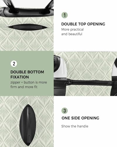 Travel Luggage Cover Spandex Elastic Suitcase Cover for Luggage, Scratch Proof Luggage Cover Protector for Trunk Case 26-28 Inch Luggage, Artistic Plant Texture Green2