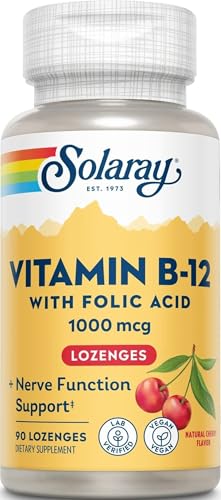 SOLARAY Vitamin B-12 1000Mcg, Cereza, Lozenges, comprimidos, 90 Unidades