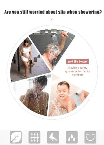 Tappetino da doccia angolare per doccia interna, antiscivolo, anti muffa, tappetino da bagno in luffa, quadrante curvo per bagno zona umida con scarico