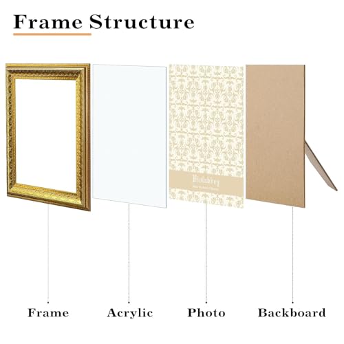 Image of VIOLABBEY 5x7 Picture Frame Gold, Vintage Photo Frame | Small Antique Ornate Frame, Wall or Tabletop Display, Classic Design for Home Office Decor, Fits 5x7 Pictures