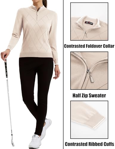 Image of JACK SMITH Quarter Zip Pullover Sweaters for Womens, Rib Polo Sweater Tops