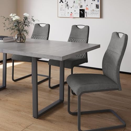 JIEXI Cantilever Dining Room Chair Modern Swing Chair High Back Technology Cloth Chairs Living Room (2 Grey) - Image 6