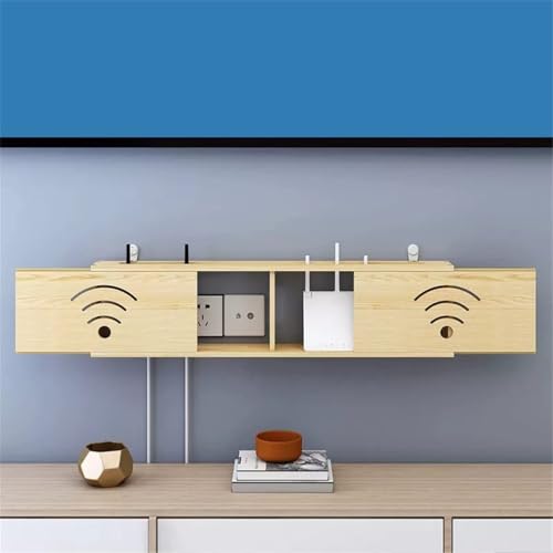 Contenitore per router da parete con fori di ventilazione, modem salvaspazio e organizer per box WiFi per casa e ufficio, rack ecologico per la gestione dei cavi in WPC