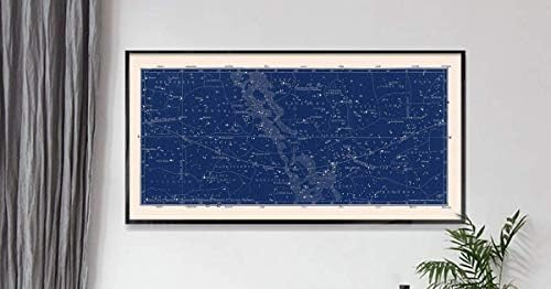Large Blue Wall Art Constellation Map for Home Office, Bedroom, Modern Home Decor Celestial Astronomy Star Map Nautical Astrology - Blue, Black, Gray, Navy - Small to Large Sizes - Unframed