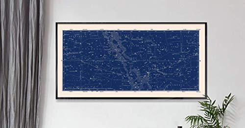 Large Blue Wall Art Constellation Map For Home Office, Bedroom, Modern Home Decor Celestial Astronomy Star Map Nautical Astrology - Blue, Black, Gray, Navy - Small To Large Sizes - Unframed #TOP5