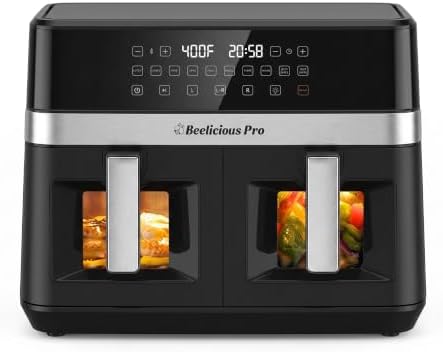 Beelicious Pro 12QT Large Dual Air Fryer, 10-in-1 Double Zone Air...