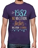 MODELO: Camiseta manga corta para hombre. Camiseta de corte clásico con cuello redondo y mangas cortas. Ideal para verano y cómoda para llevar debajo de una sudadera en épocas más frías. Luce esta camiseta de estilo casual. Diseño: En 1982 No Nacieron Bebés Nacieron Leyendas