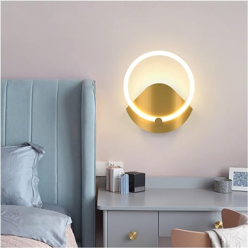 CTCOIJRN Lámpara de pared, diseño de luces de pared LED negras/doradas, lámpara de baño, lámpara de dormitorio, lámpara de pared interior, iluminación moderna for el hogar, lámpara de pared montada en