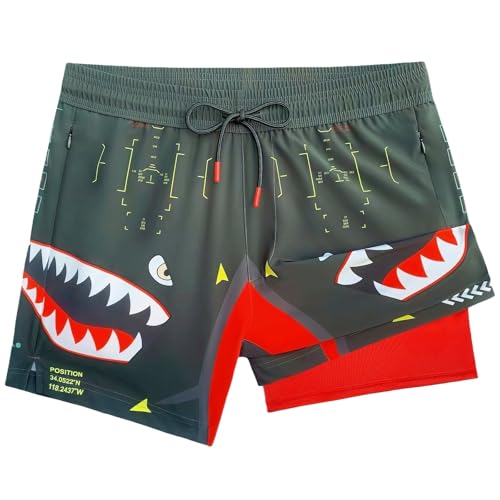 BRLETNNR Mens Fashion Graphic Shorts with Soft Mesh Liner Quick-Dry Zipper Pockets Sweat Shorts Men for Running Workout Beach M