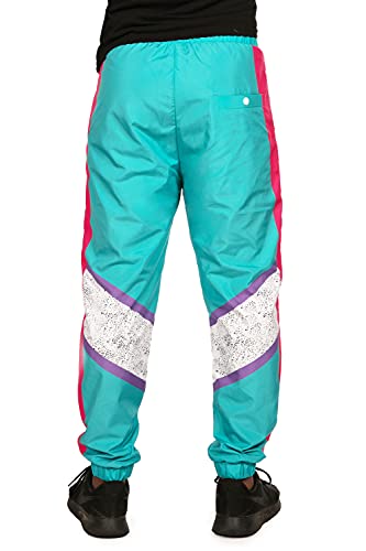 Image of Tipsy Elves Windbreaker Pants for Men - Retro 80s 90s Funny Mens Casual Track Pants - Zipper Pocket Elastic Band Drawstring