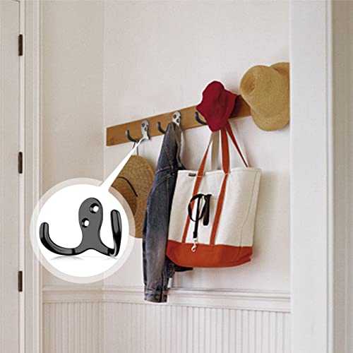 Prigvot 12Pcs Heavy Duty Double Prong Coat Hooks | Bookbag Hooks | Wall Hooks | Metal Coat Hooks | Robe Hooks | Coffee Mug Hooks With 50 Pieces Screws For Kitchen, Grocery Room, Bedroom #TOP6