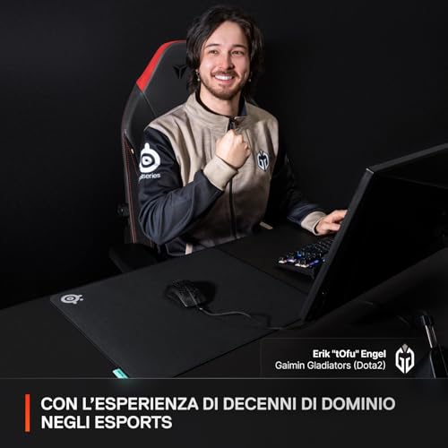 QcK XL Performance Balance, mousepad da gioco - Densità extra per scorrevolezza top - Cuciture ai bordi a basso profilo - Base in neoprene antiscivolo - 900 x 400 mm - FPS, MOBA, RTS, MMO - Tastiera gaming - Immagine 7